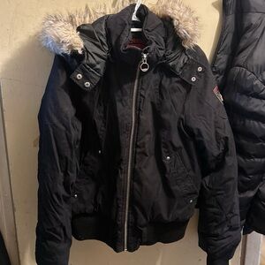Black Fur-Trimmed Hooded winter Jacket